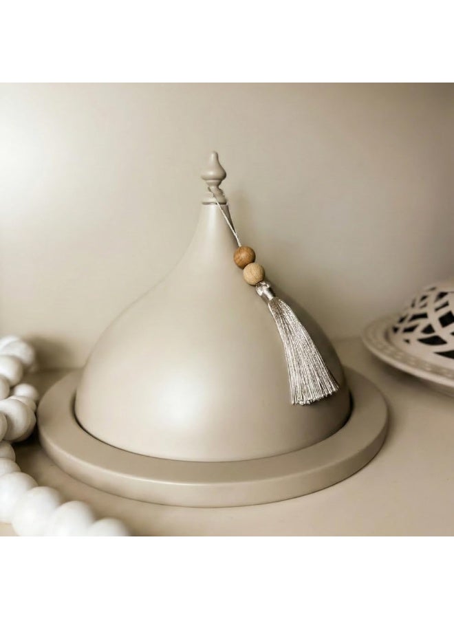 Mado Gallery  Ivory Conical Dessert & Dates Stand with Tassel – Ramadan & Eid Table Decor, Majlis Sweet Holder, Holds 1–2 kg - Image 5